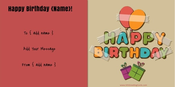 free printable birthday card with balloons