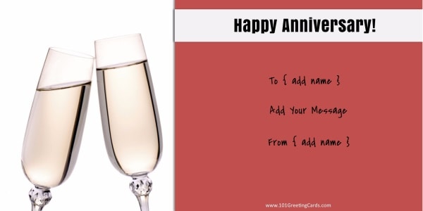 Anniversary card with two glasses of champagne