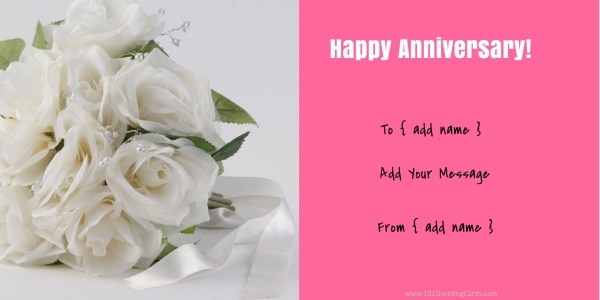 Free printable custom anniversary card in pink and white