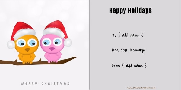 Printable Christmas card in pink with a white tree