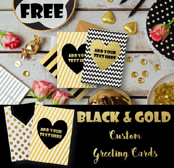 black and gold greeting cards