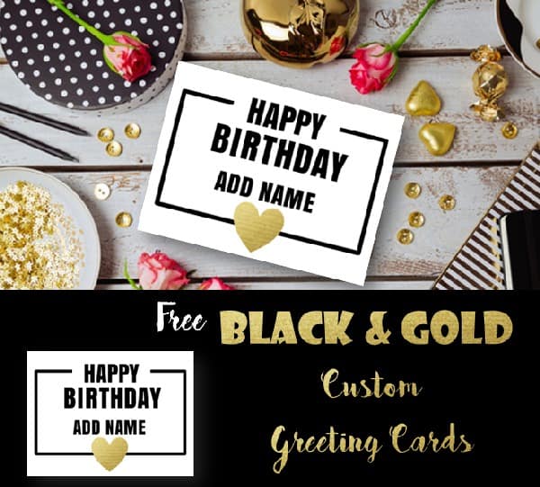 black and white card with gold heart