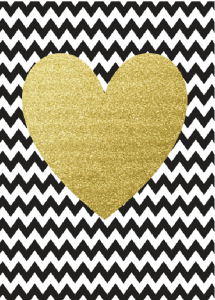 black chevron with a gold heart