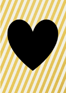 gold stripes with a black heart