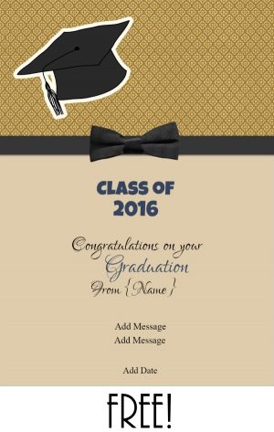 graduation card with an elegant design and a black ribbon and graduation cap
